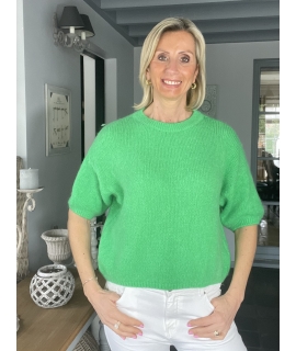 PULL MANCHES COURTES BABY MOHAIR VERT POMME