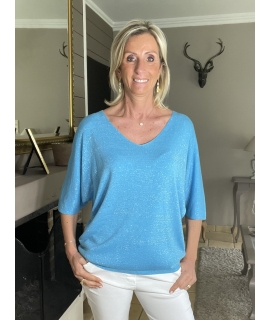 PULL PAILLETE TURQUOISE